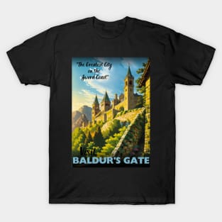 Baldur's Gate Tourism Poster - Sword Coast Faerun D&D Art T-Shirt